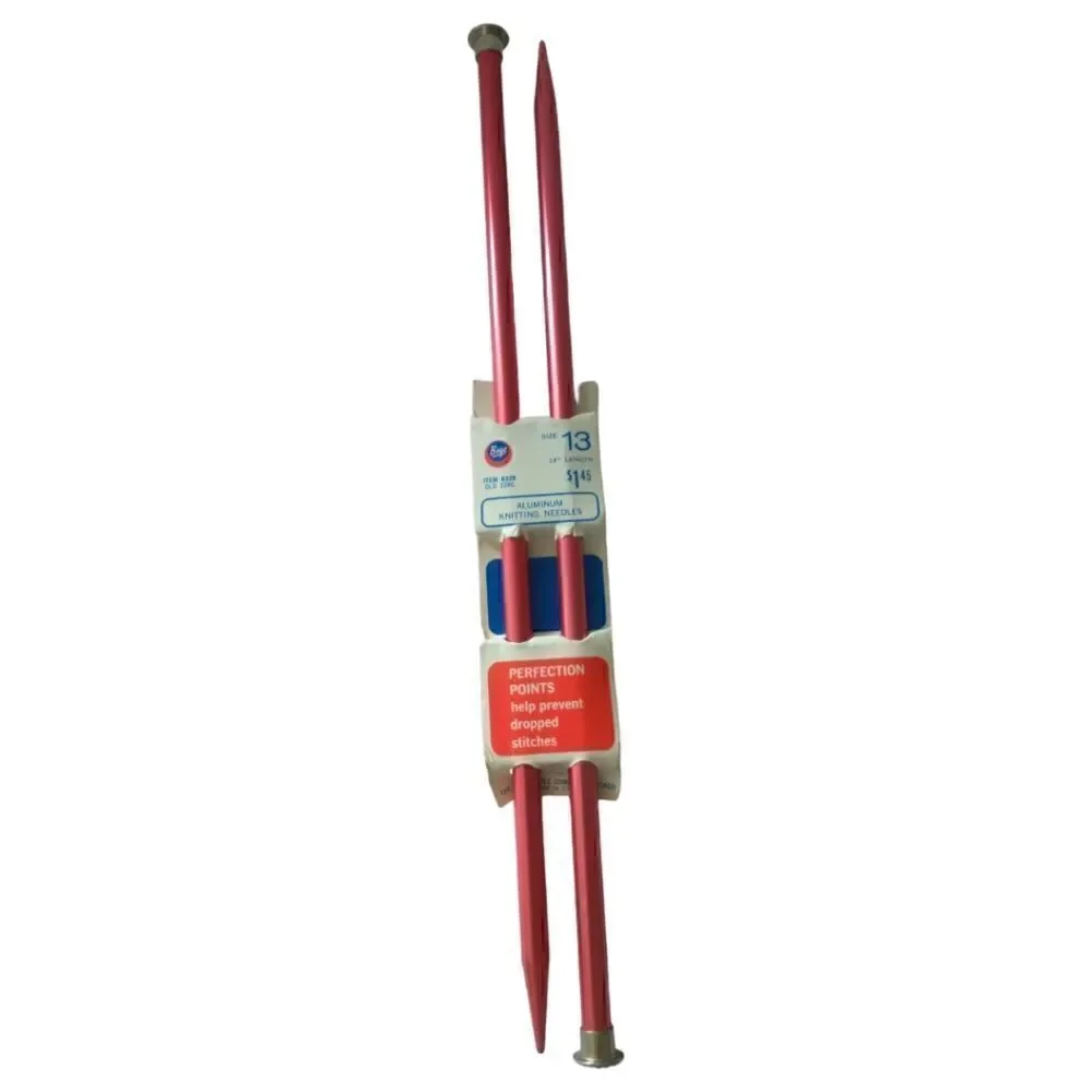 Boye‎ Aluminum Knitting Needles Size 13 Perfection Single Point 14 Inch Vintage.